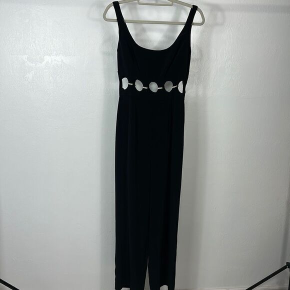 Niteline Della Roufogali Black Beaded Cut Outs Jumpsuit Size 6 - Picture 1 of 11